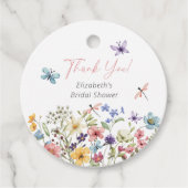 Vlinder Wilde Bloemen Tuin Bruiloft Feest Bedankjes Labels (Voorkant)