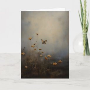 Vlinder Wilde Bloemen Vintage Bloem Kunst, Antiek Kaart
