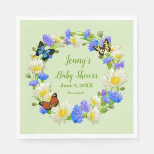 Vlinder Wildlowers Baby shower Papieren servetten