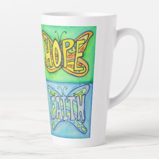 Vlinder Word Art Custom Latte Mok Cup (Rechts)