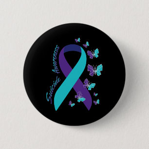Vlinder zelfmoord bewustzijn geestelijke gezondhei ronde button 5,7 cm