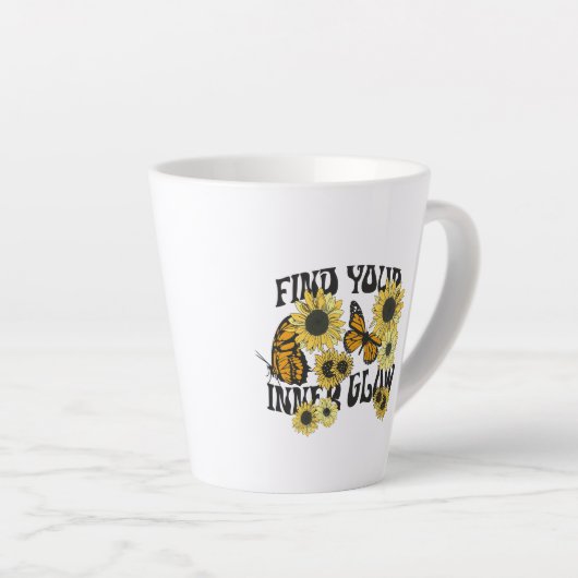 vlinder | Zoek uw binnenste gloed Latte Mok (Rechterhoek)