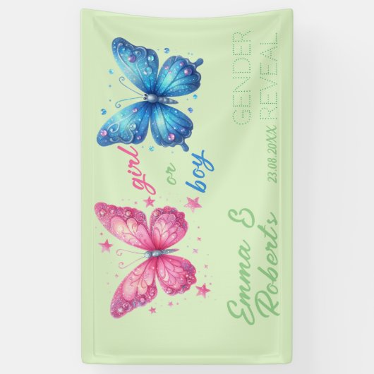 vlinder zomer Geslacht onthullen Party aangepaste  Spandoek (Verticaal)