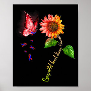 Vlinder Zonnebloem Aangeboren Hartafwijking Bewust Poster