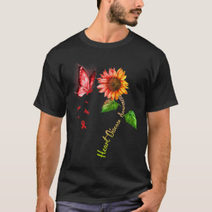 Vlinder Zonnebloem Hartziekte Bewustzijn T-shirt