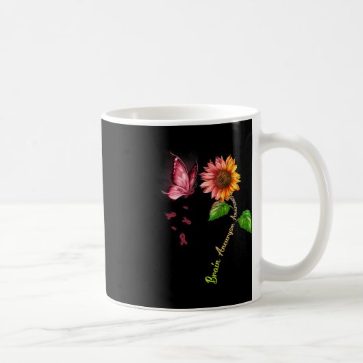 Vlinder Zonnebloem Hersenaneurysma Bewustzijn Koffiemok (Rechts)