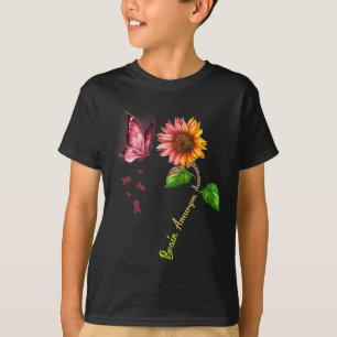 Vlinder Zonnebloem Hersenaneurysma Bewustzijn T-shirt