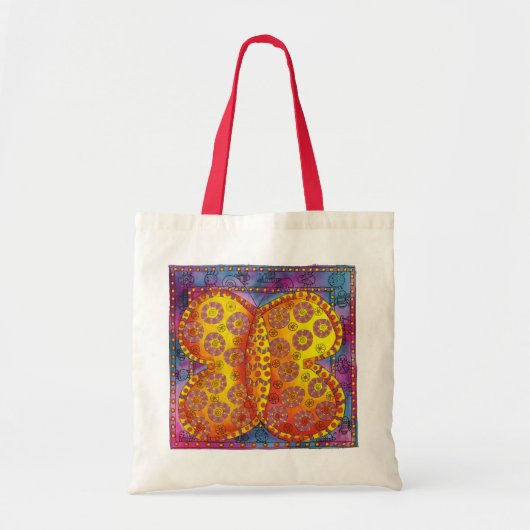Vlinderaquarel met patroon illustratie tote bag (Voorkant)