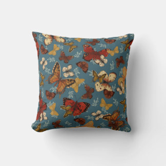 Vlinderblauw naadloos patroon kussen