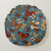 Vlinderblauw naadloos patroon rond kussen (Voorkant)