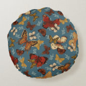 Vlinderblauw naadloos patroon rond kussen (Achterkant)