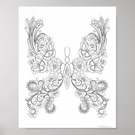 Vlinderbloemen #17 Fantasie Kleurboek Poster