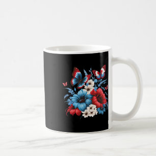 Vlinderbloemen - rood wit en blauw 4 juli koffiemok