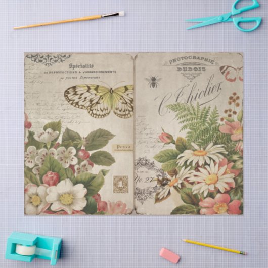 vlinderbloemigen en ephemera-ontkoppeling tissuepapier (Craft)