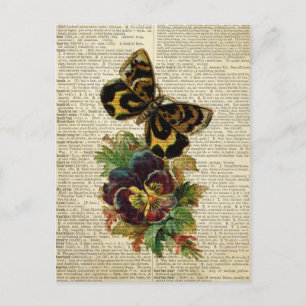 Vlinderbloemkunst op de woordenboekpagina briefkaart