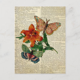Vlinderbloemkunst op de  woordenboekpagina briefkaart