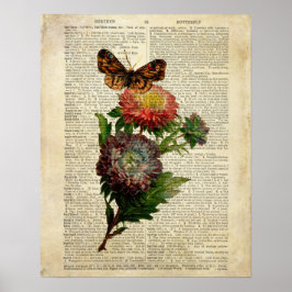 Vlinderbloemkunst op de  woordenboekpagina poster