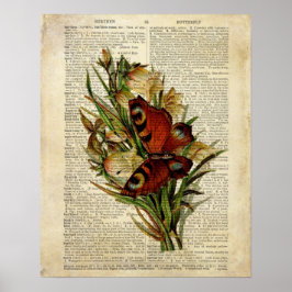 Vlinderbloemkunst op de  woordenboekpagina poster