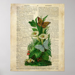 Vlinderbloemkunst op de  woordenboekpagina poster
