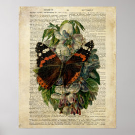 Vlinderbloemkunst op de  woordenboekpagina poster