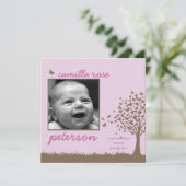 vlinderboom meisje geboorte aankondiging (Staand voorkant)