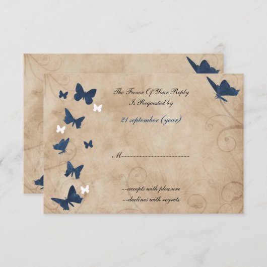 vlinderbruiloft rsvp Standaard 3.5 x 5 (Voorkant / Achterkant)