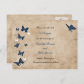 vlinderbruiloft save the date aankondigingskaart (Voorkant / Achterkant)