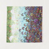 Vlindercascade en witte ganzen wandkleed (Voorkant (horizontaal))