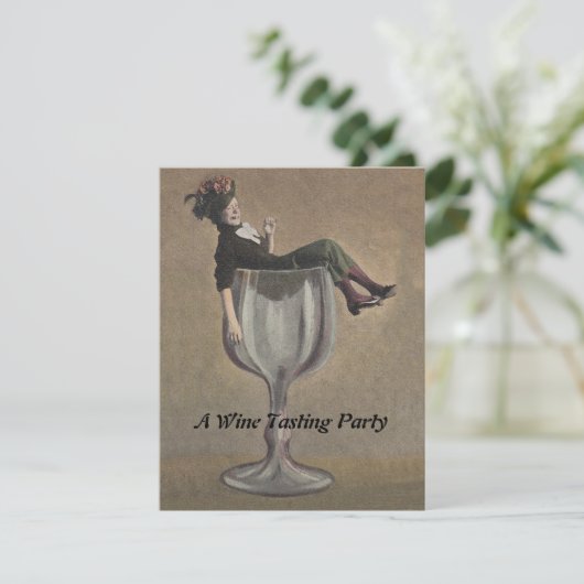 vlinderdame in uitnodigingen van de Wijnpartij (Staand voorkant)