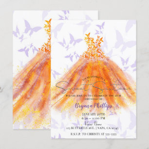 Vlinderdans Paarse Oranje Jurk Sweet 16 Feest Kaart