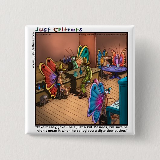 vlinderdonder vierkante button 5,1 cm (Voorkant)