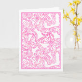 Vlinderdromen (roze) Blank Kaart (Gele Bloem)