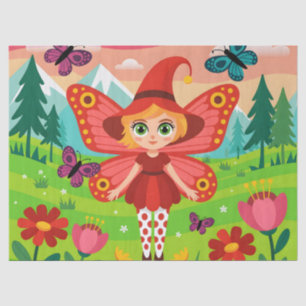 Vlinderfee-illustratie in een fantasiewoud tissuepapier