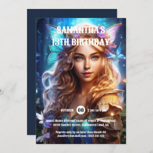 Vlinderfee prinses bruin haar meisjes fantasie kaart