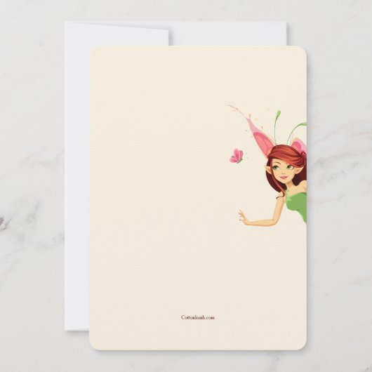 Vlinderfee verjaardagsfeest uitnodigingen (Achterkant)