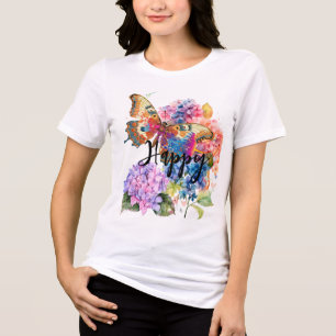 Vlinderhortensia Waterverf Custom Blessed Tri-Blend Shirt