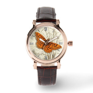 vlinderillustratie, diep Sinaasappel Horloge