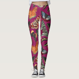  vlinderillustratie Paarse achtergrond Leggings