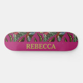  vlinderillustratie Paarse achtergrond Skateboard (Horizontaal)