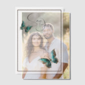 Vlinderjuweel blauw zilver save the date vellum uitnodigingen (Offset (Koppel))