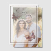 Vlinderjuweel roze zilver save the date vellum uitnodigingen (Offset (Koppel))