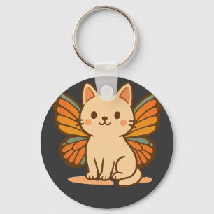 Vlinderkat – Mooie Pastel Kawaii Dier Sleutelhanger