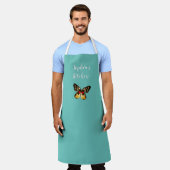 vlinderkunst, DIY-naam / bericht Blauwgroen Schort (Gedragen)