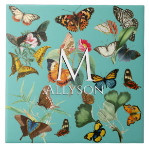  vlinderkunst, veel soorten Blauwgroen Tegeltje