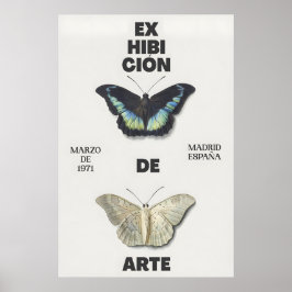 Vlinderkunstprint 1971 Madrid tentoonstellingspost Poster