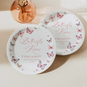 Vlinderkusjes en babywensen Roze babyshower  Papieren Bordje