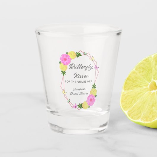 Vlinderkusjes Voor De Toekomstige Bruid Bruiloft Shot Glas (Voorkant)
