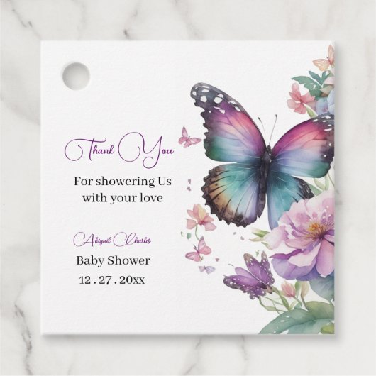 Vlinderkussen & Baby wensen Bedankjes Labels (Voorkant)