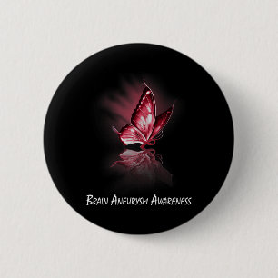 Vlinderlint hersenaneurysma bewustzijn ronde button 5,7 cm