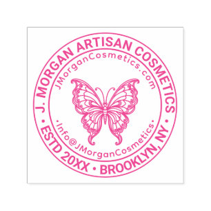 Vlinderlogo Bedrijfsnaam Locatie URL E-mail Zelfinktende Stempel